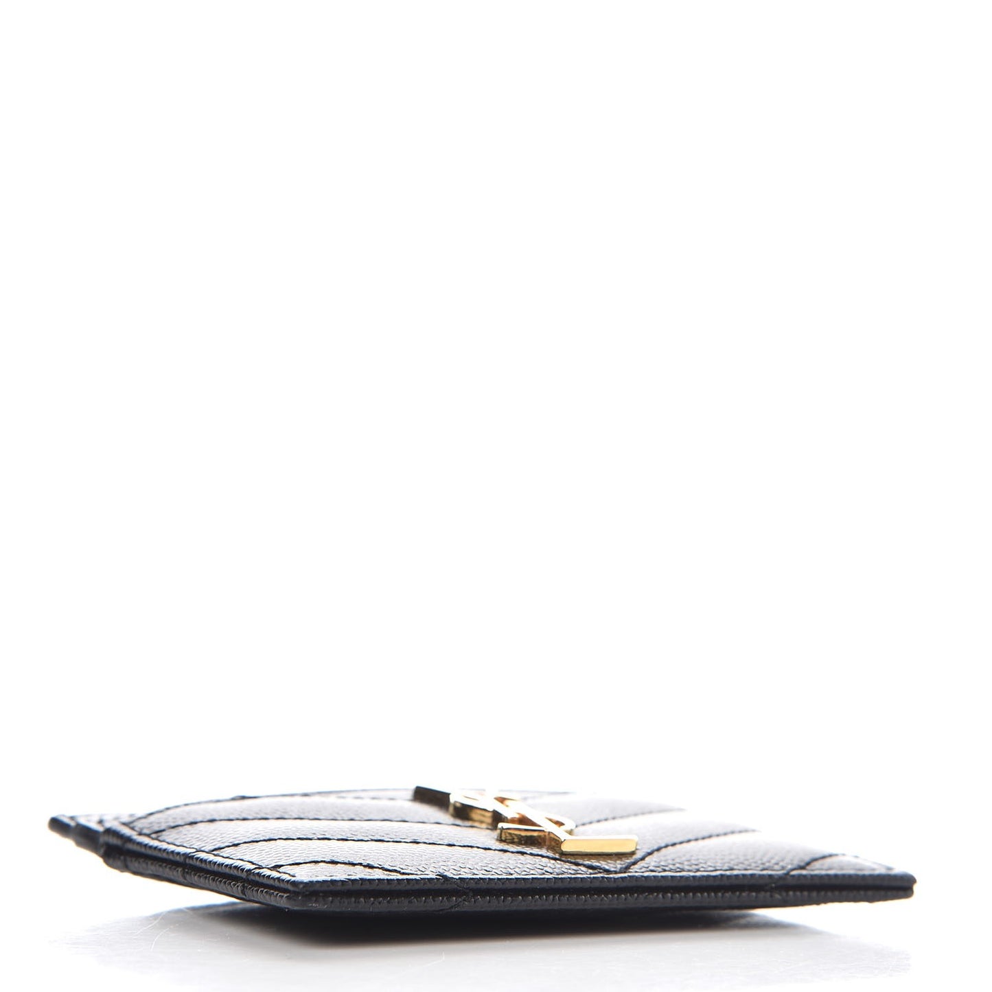 Grain De Poudre Matelasse Chevron Monogram Credit Card Case Black