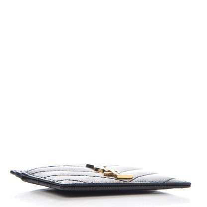 Saint Laurent Grain De Poudre Matelasse Chevron Monogram Credit Card Case Black 4 of 7