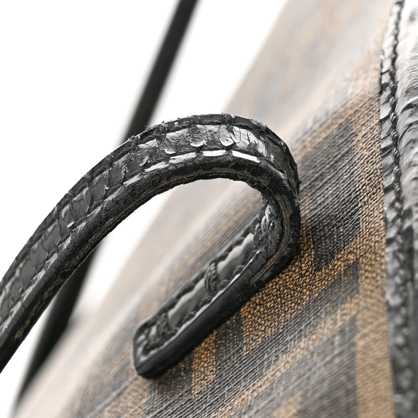 Zucca Spalmati Patent Baguette Print Medium Roll Tote Tobacco