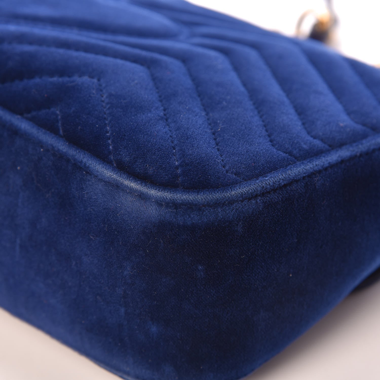 Gucci Velvet Matelasse Small GG Marmont Shoulder Bag Cobalt Blue 11 of 20