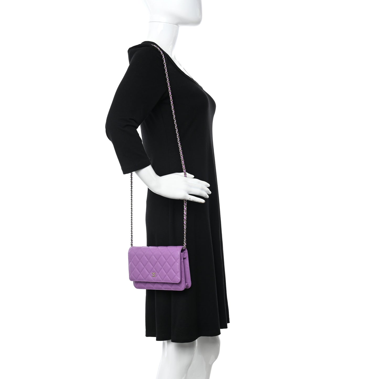 Caviar Quilted Wallet On Chain WOC Purple