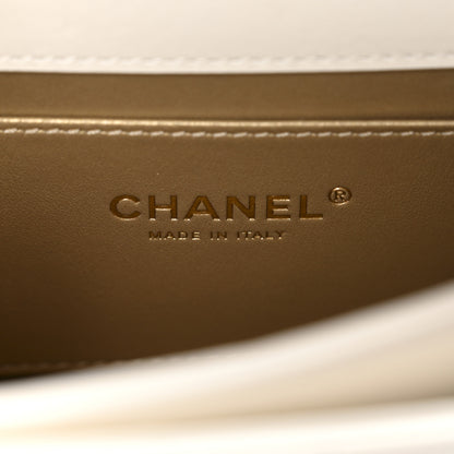 Chanel Shiny Calfskin Quilted Mini Metal Top Handle Flap White 6 of 11