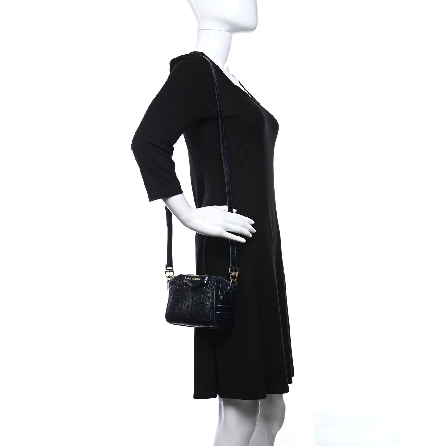Calfskin Crocodile Embossed Nano Antigona Navy