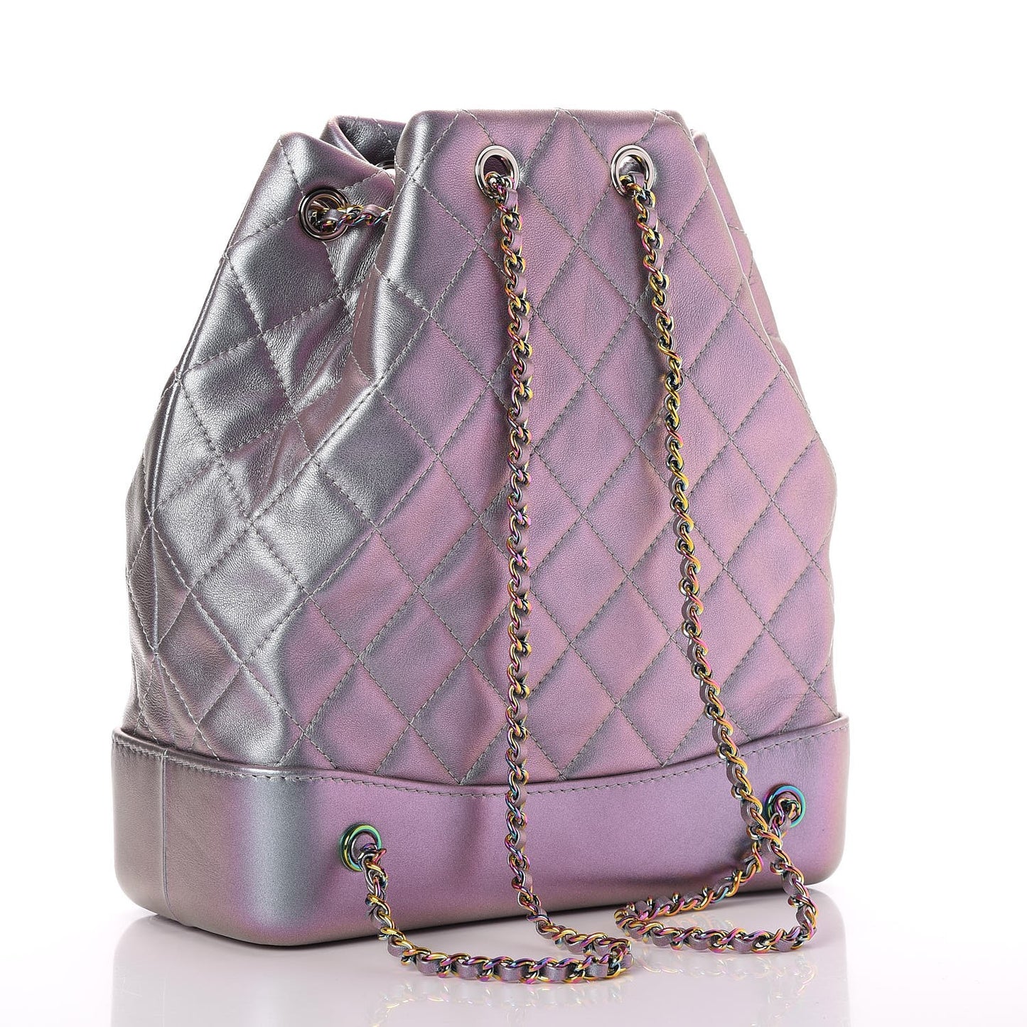 Iridescent Lambskin Calfskin Quilted Gabrielle Backpack Light Purple