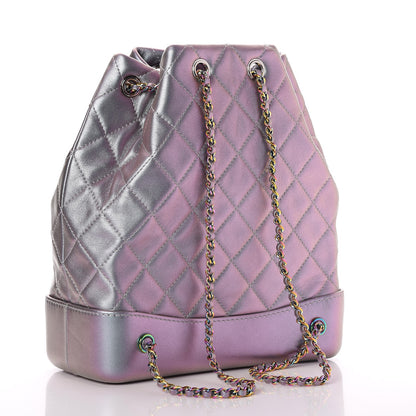 Chanel Iridescent Lambskin Calfskin Quilted Gabrielle Backpack Light Purple 3 of 9