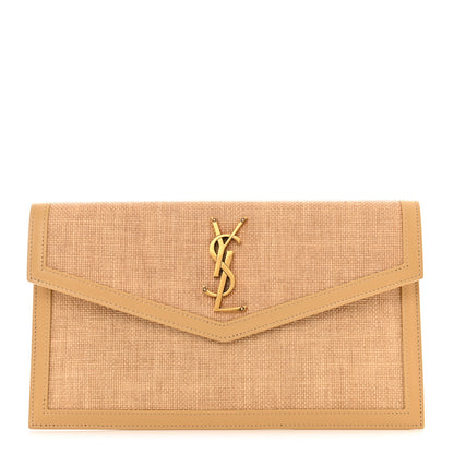 Saint Laurent Micro Raffia Uptown Pouch Natural Hay Blush 1 of 8