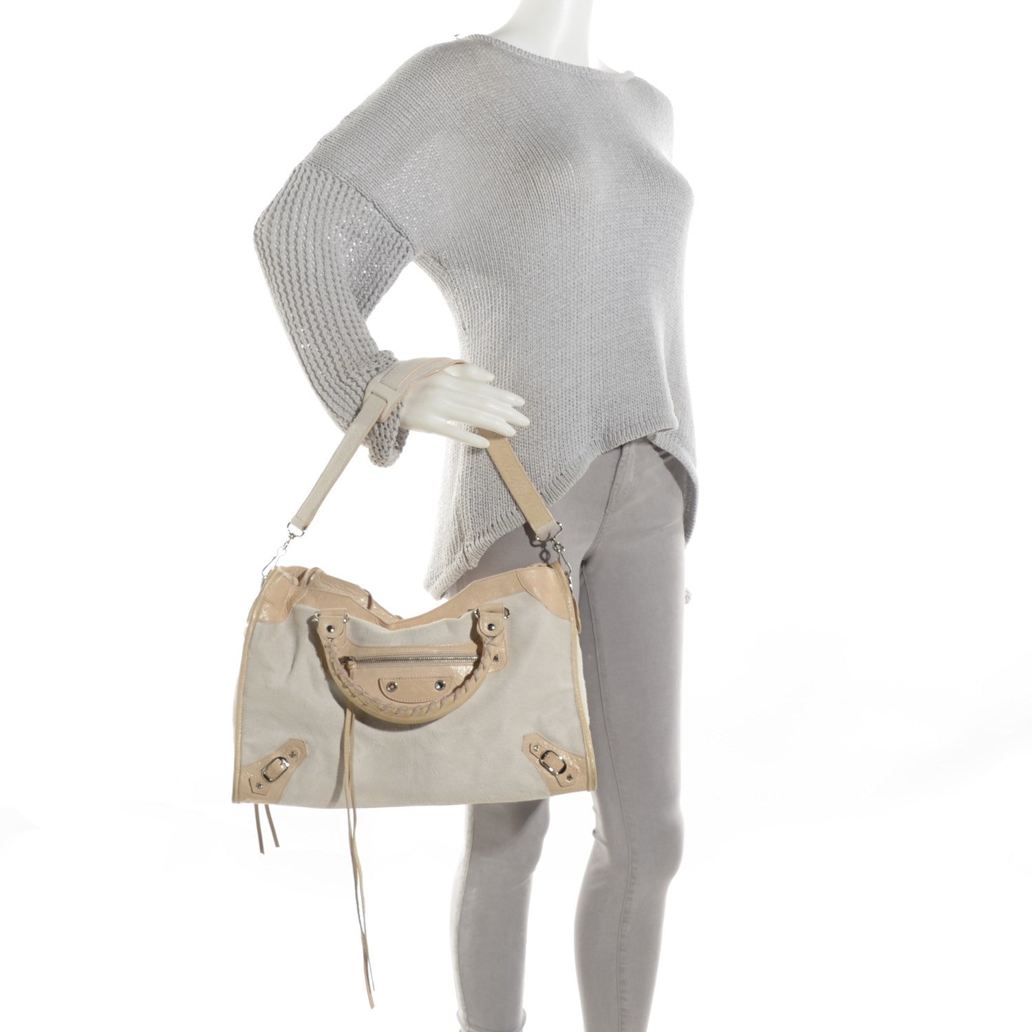 Balenciaga Pony Hair Swarovski Crystal City Bianco 3 of 14