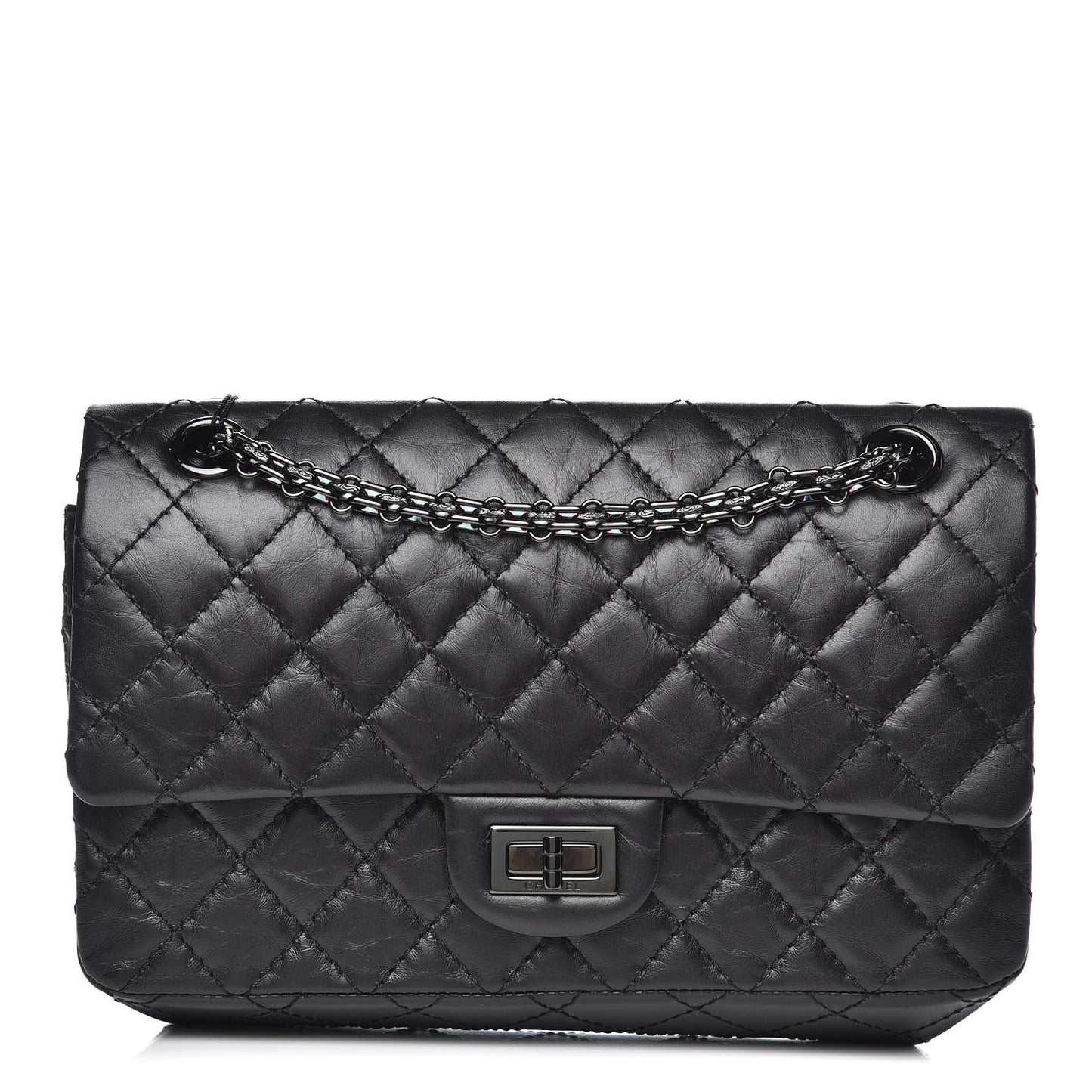 Aged Calfskin Quilted 2.55 Reissue 225 Flap So Black