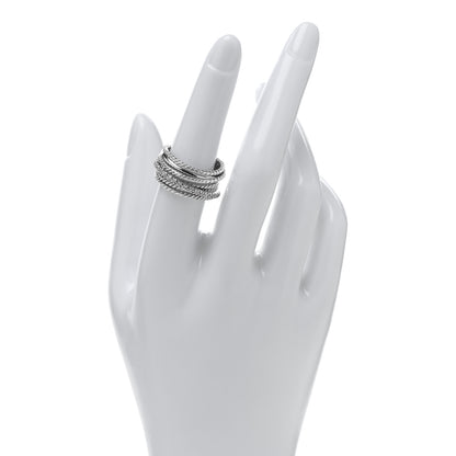 David Yurman Sterling Silver Diamond 12mm Wide Crossover Cable Ring 54 6.75 2 of 4