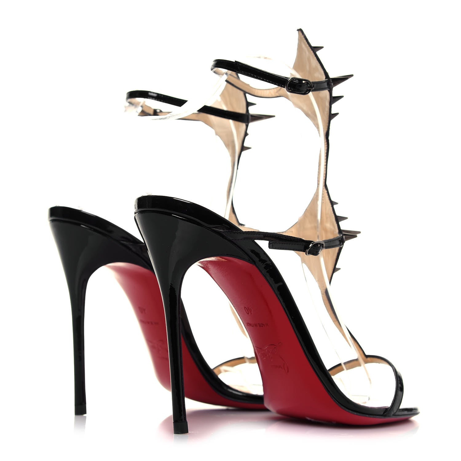 Christian Louboutin 黒 Tストラップ ハイヒール Christian Louboutin Patent Lady Max Spike T-Strap Sandals 40 Black