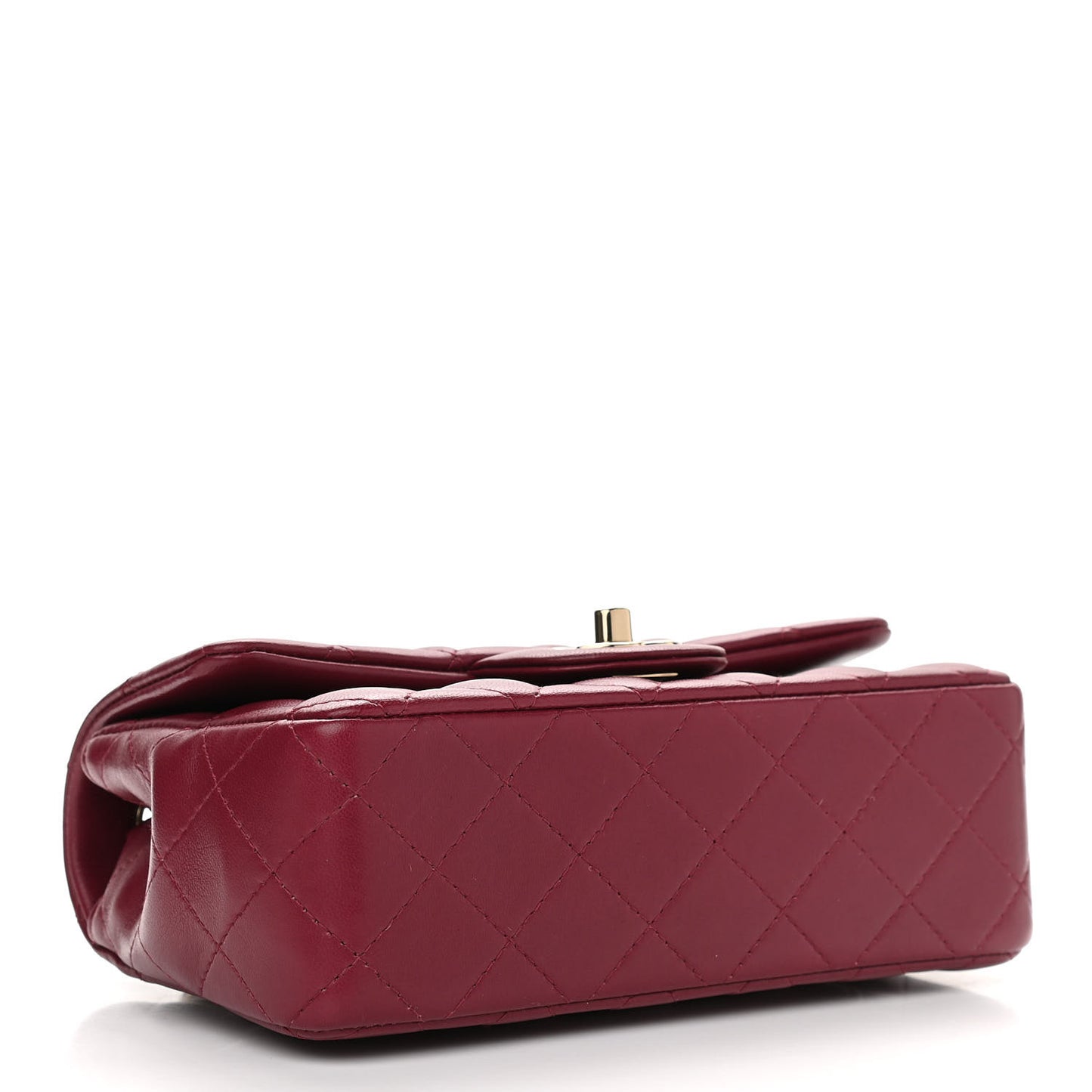 Lambskin Quilted Mini Rectangular Flap Burgundy