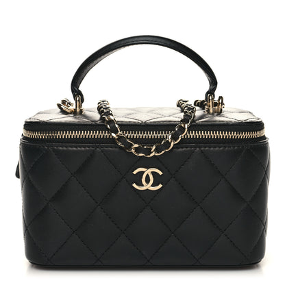 Chanel Lambskin Quilted Small Top Handle Vanity Case With Chain Black 1 of 12