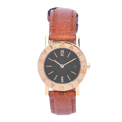 Bulgari 18K Yellow Gold Calfskin 26mm Quartz Watch Black 1 of 6