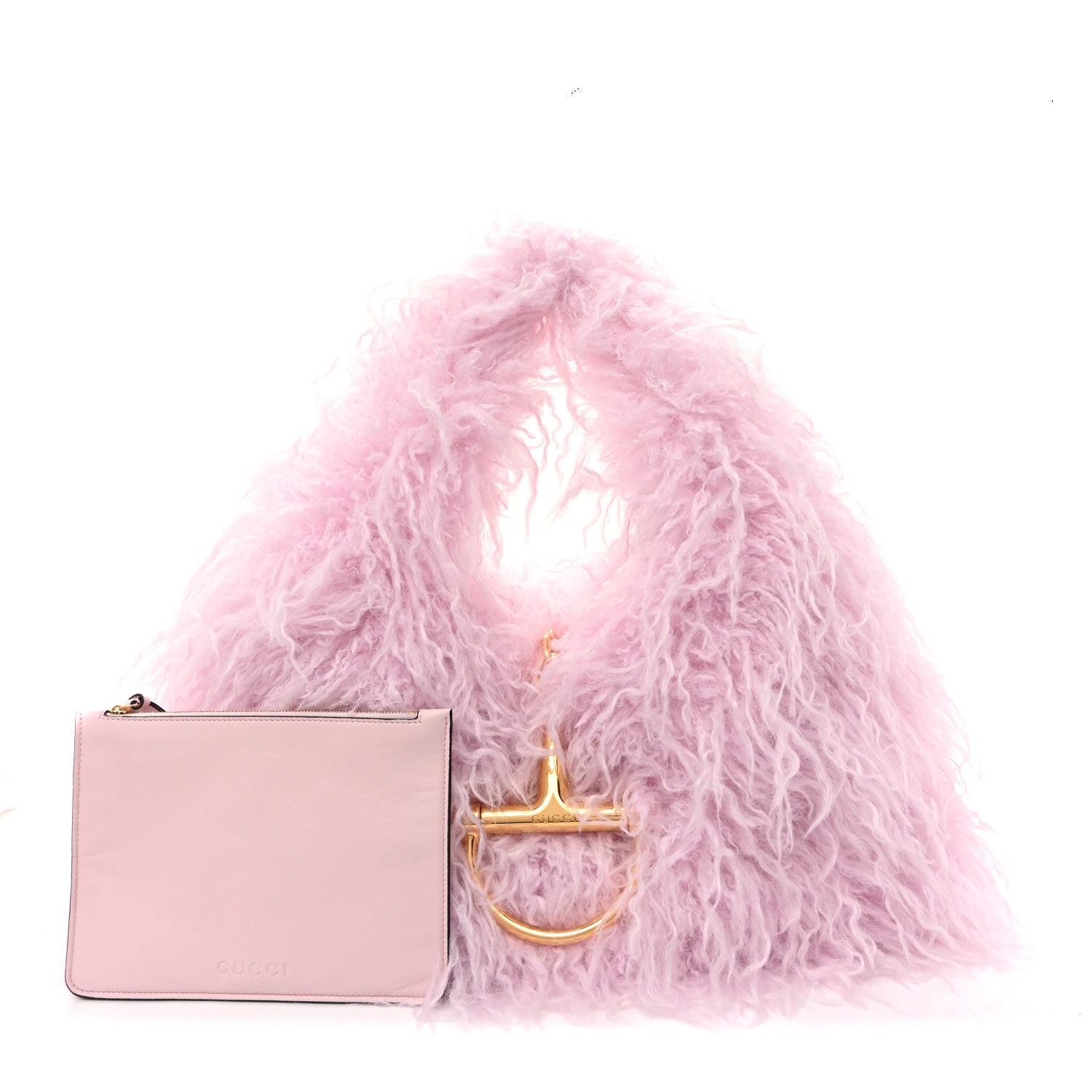 Gucci Faux Fur Softbit Shoulder Bag Pink 3 of 11