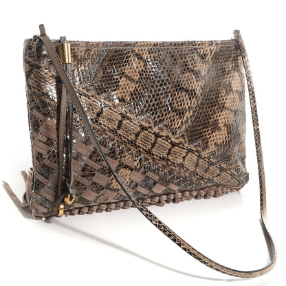 Jimmy Choo Snakeskin Suede Fringe Tita Convertible Clutch 3 of 7