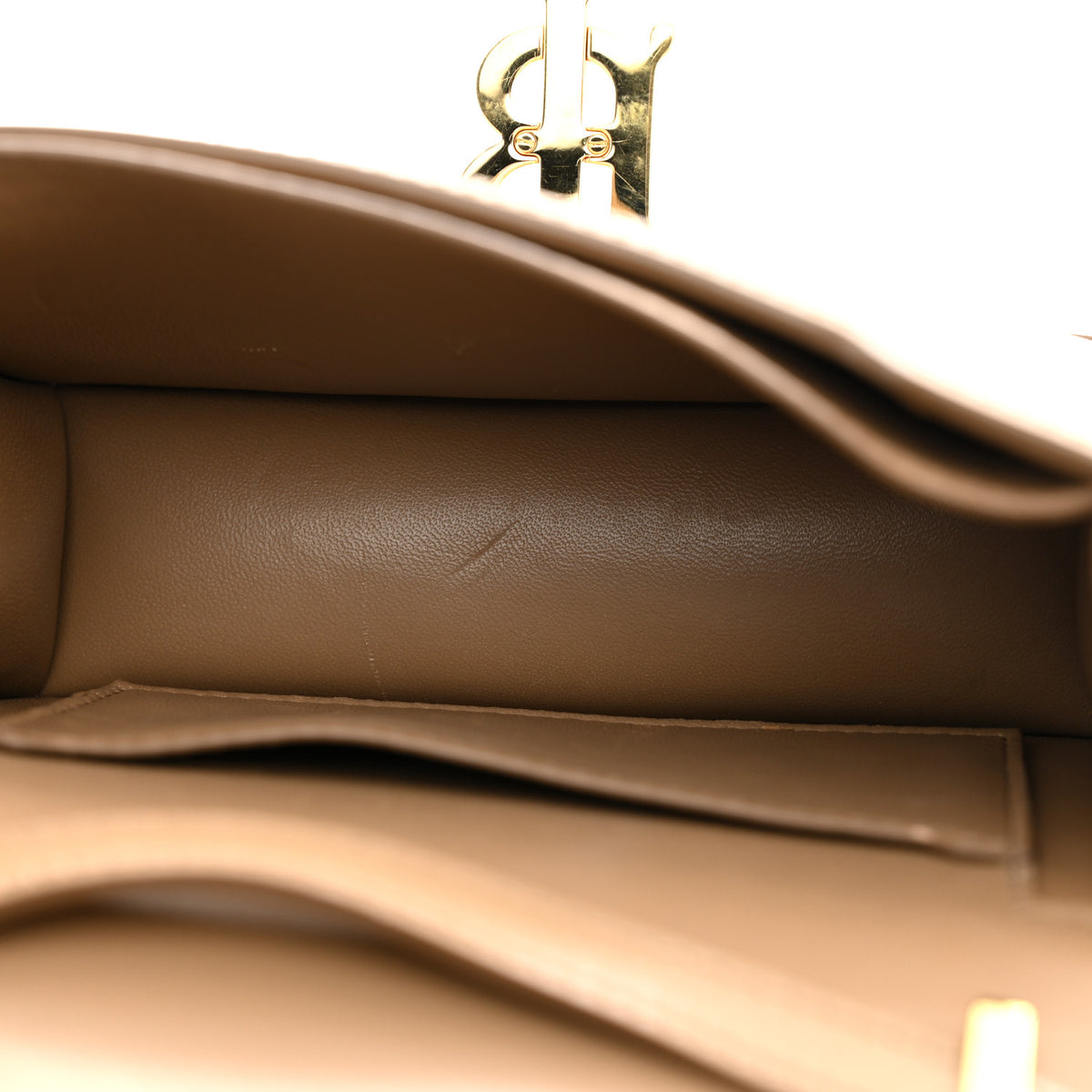 Calfskin Monogram Mini TB Bag Beige