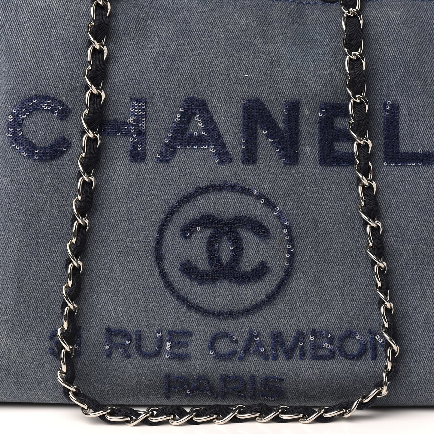 Canvas Sequin Large Deauville Tote Navy