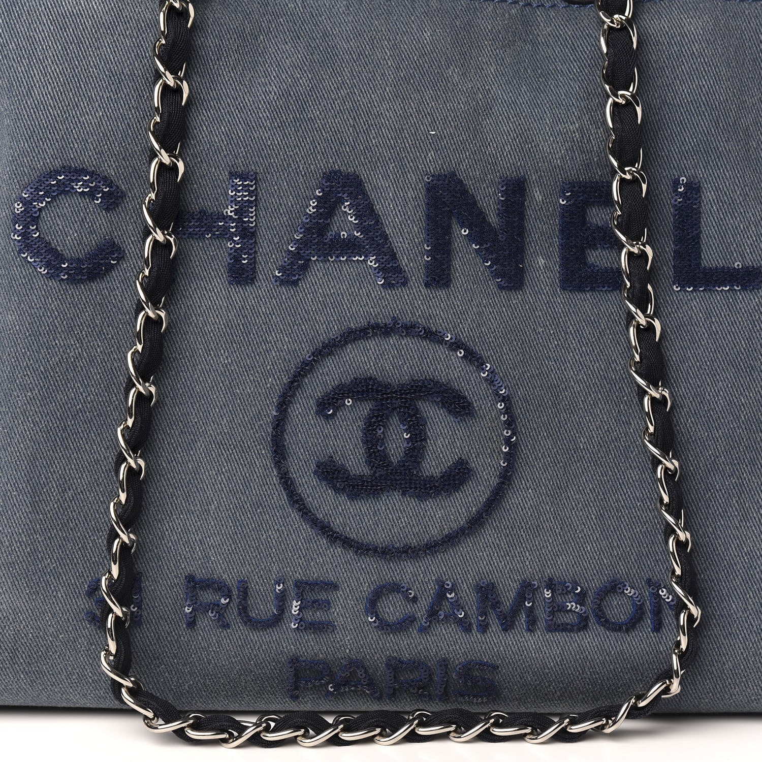 Chanel Canvas Sequin Large Deauville Tote Navy 9 of 9