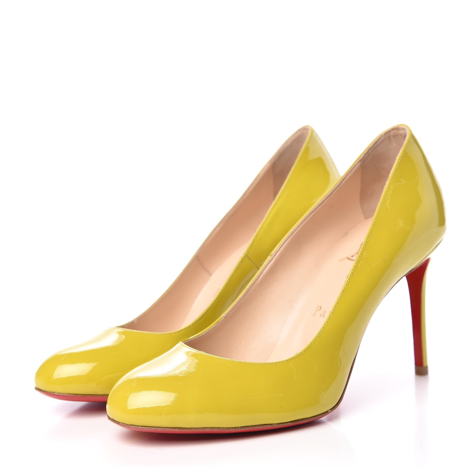 Christian Louboutin Patent Fifi 80 Pumps 37 Lemon 3 of 9