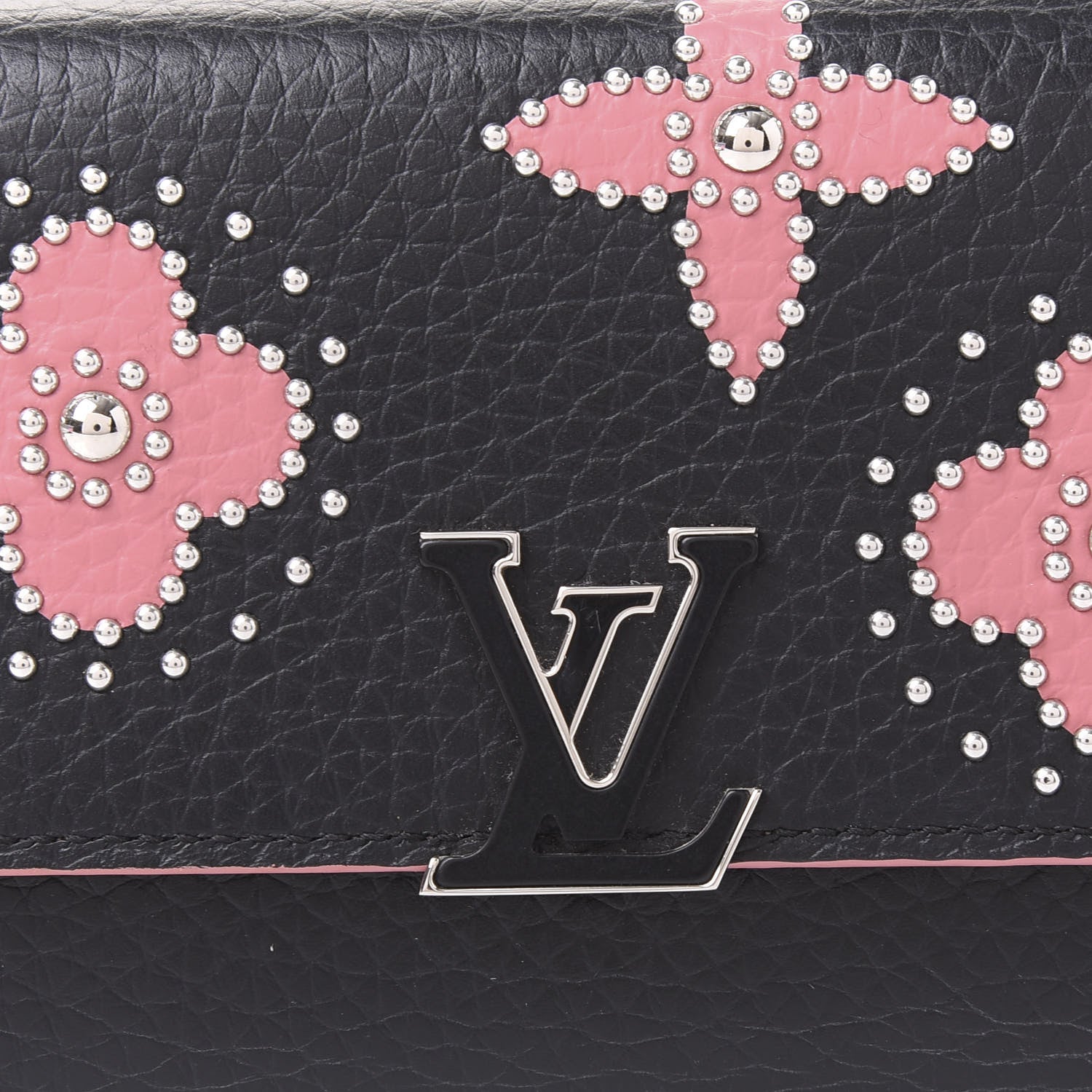 Louis Vuitton Taurillon Capucines Compact Flower Wallet Black 9 of 10