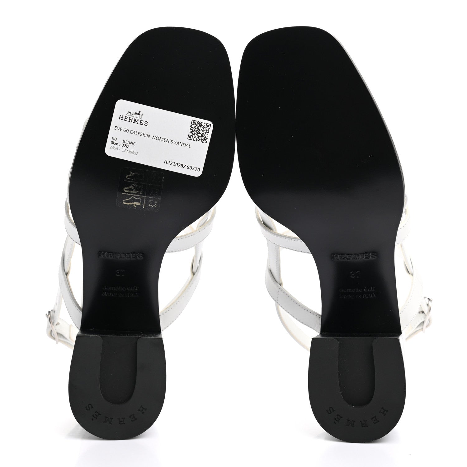 Hermes Calfskin Eve 60 Sandals 37 White 7 of 9