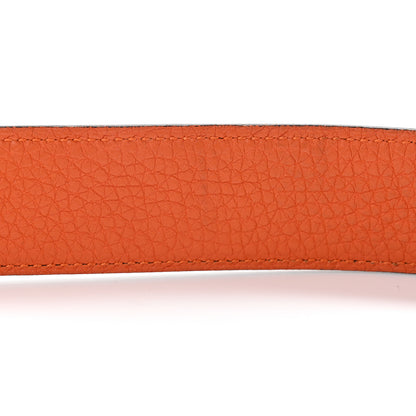Hermes Box Togo 32mm H Belt 85 Black Orange 6 of 8