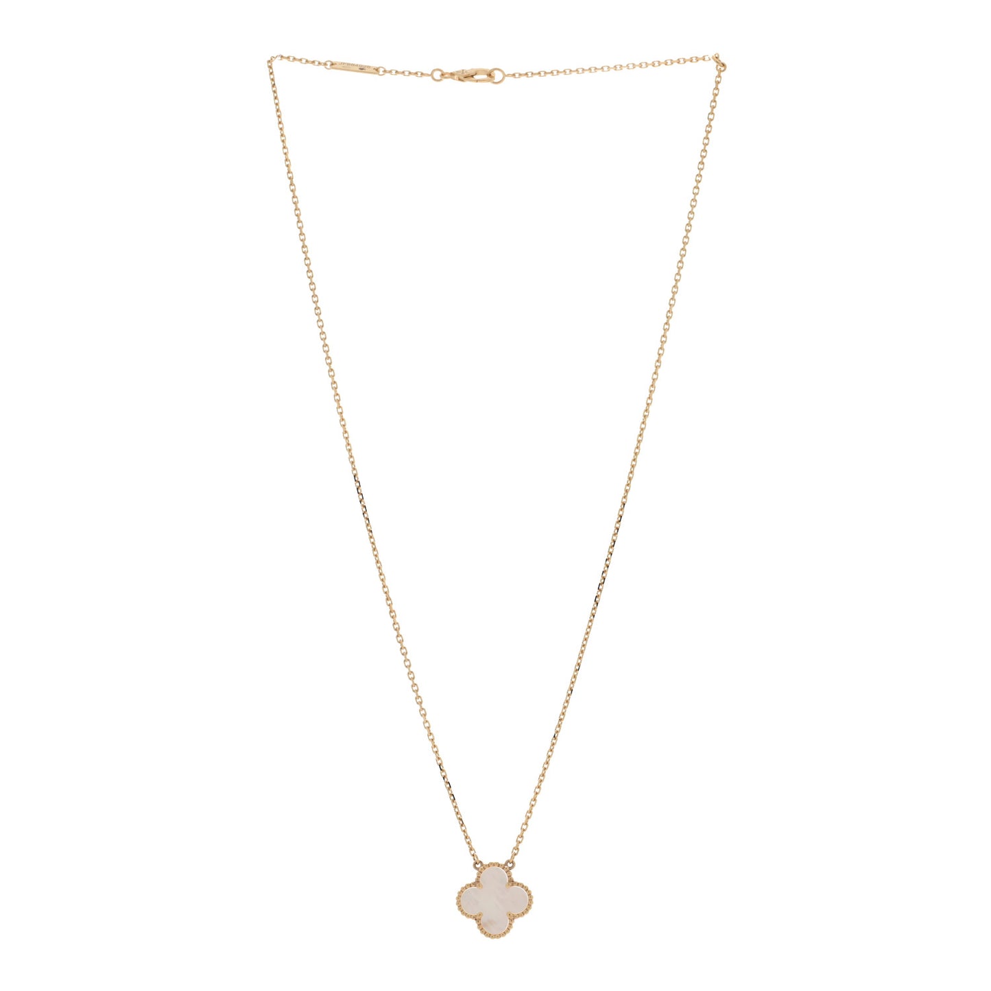 18K Yellow Gold Mother of Pearl Vintage Alhambra Pendant Necklace