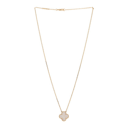 Van Cleef & Arpels 18K Yellow Gold Mother of Pearl Vintage Alhambra Pendant Necklace 2 of 5
