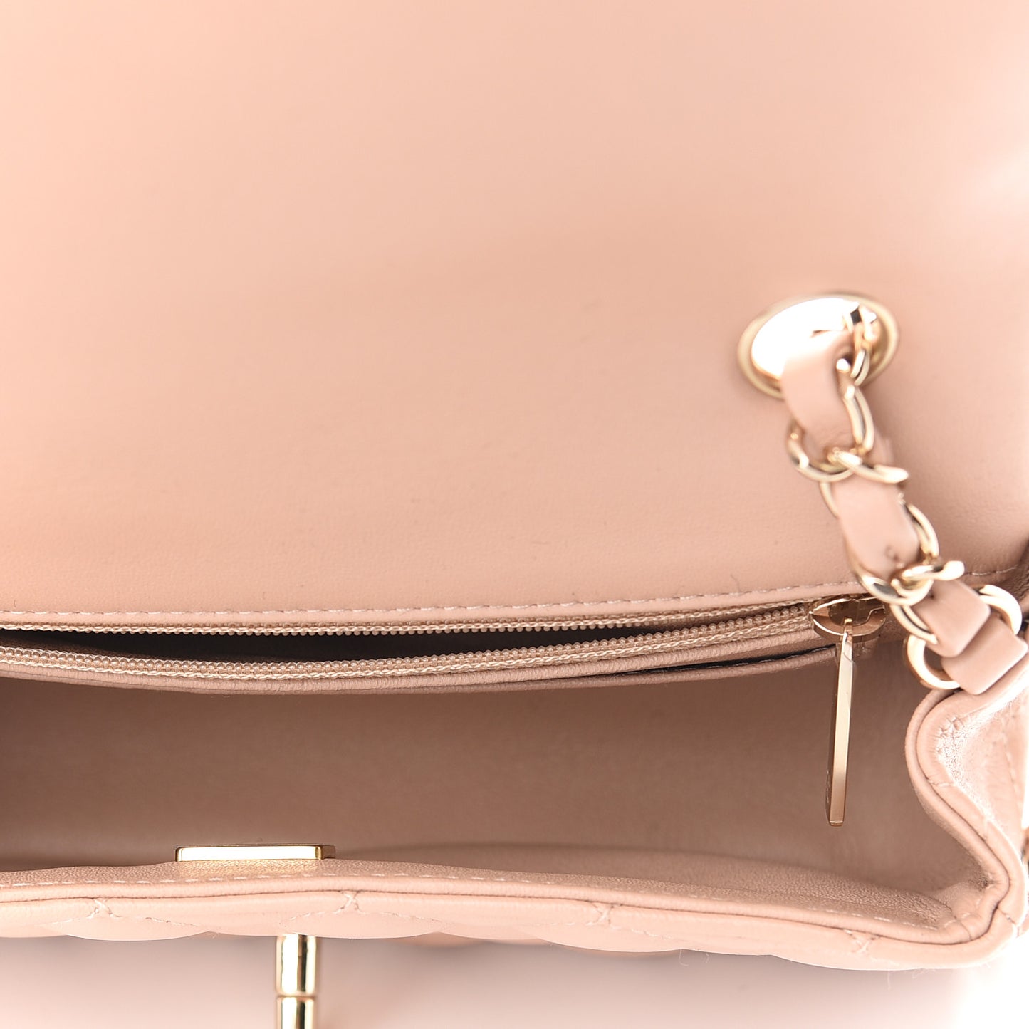 Lambskin Quilted Mini Rectangular Flap Beige