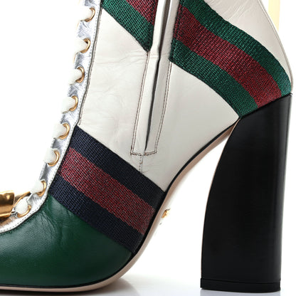 Gucci Malaga Kid Lace Up Boots 40.5 White Bright Evergreen 7 of 10