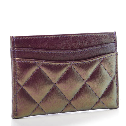 Chanel Iridescent Lambskin Quilted Card Holder Purple 3 of 10