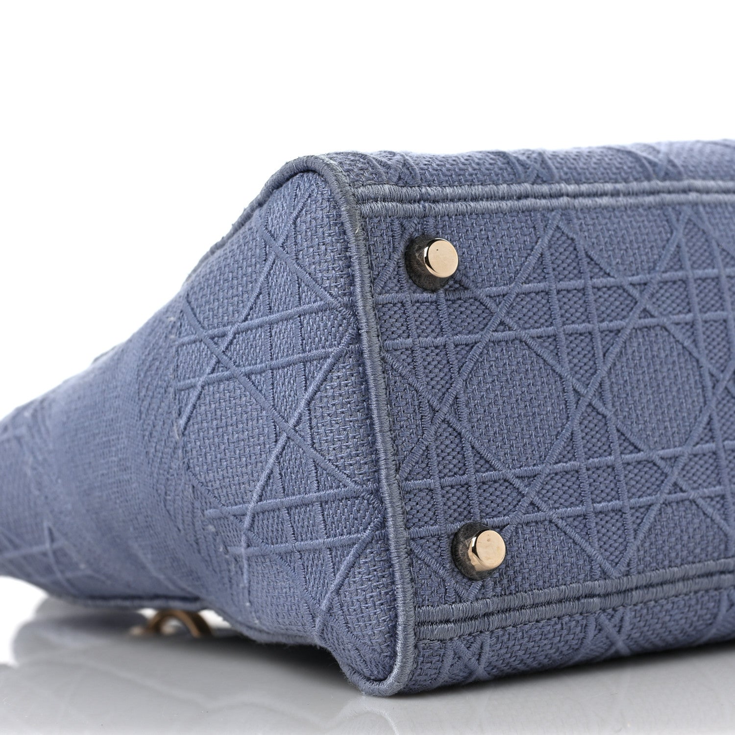 Christian Dior Canvas Embroidered Cannage Medium Lady D-Lite Blue 7 of 8