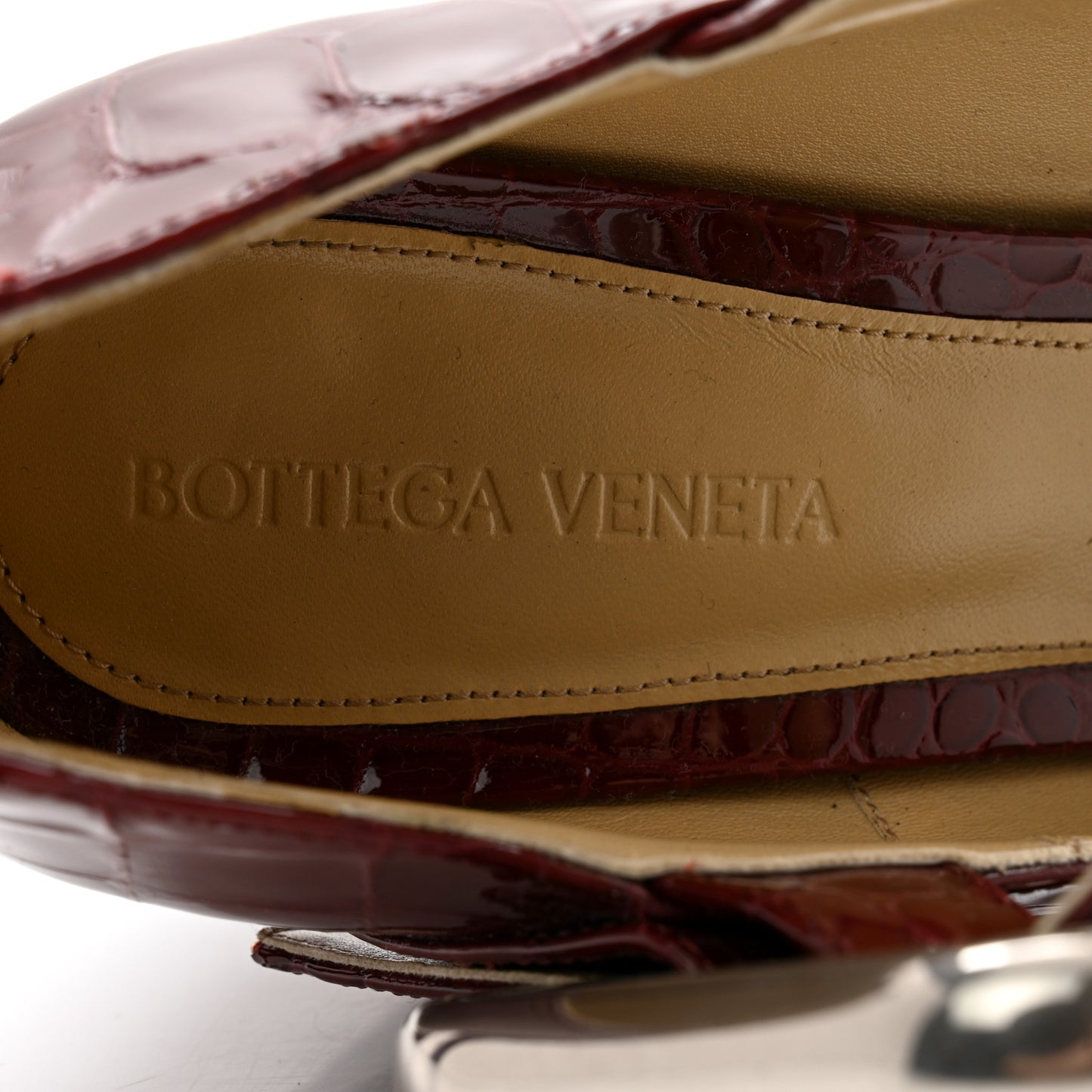 Glossy Calfskin Crocodile Embossed Mostra Mary Jane 120 MM Pumps 39.5 Merlot