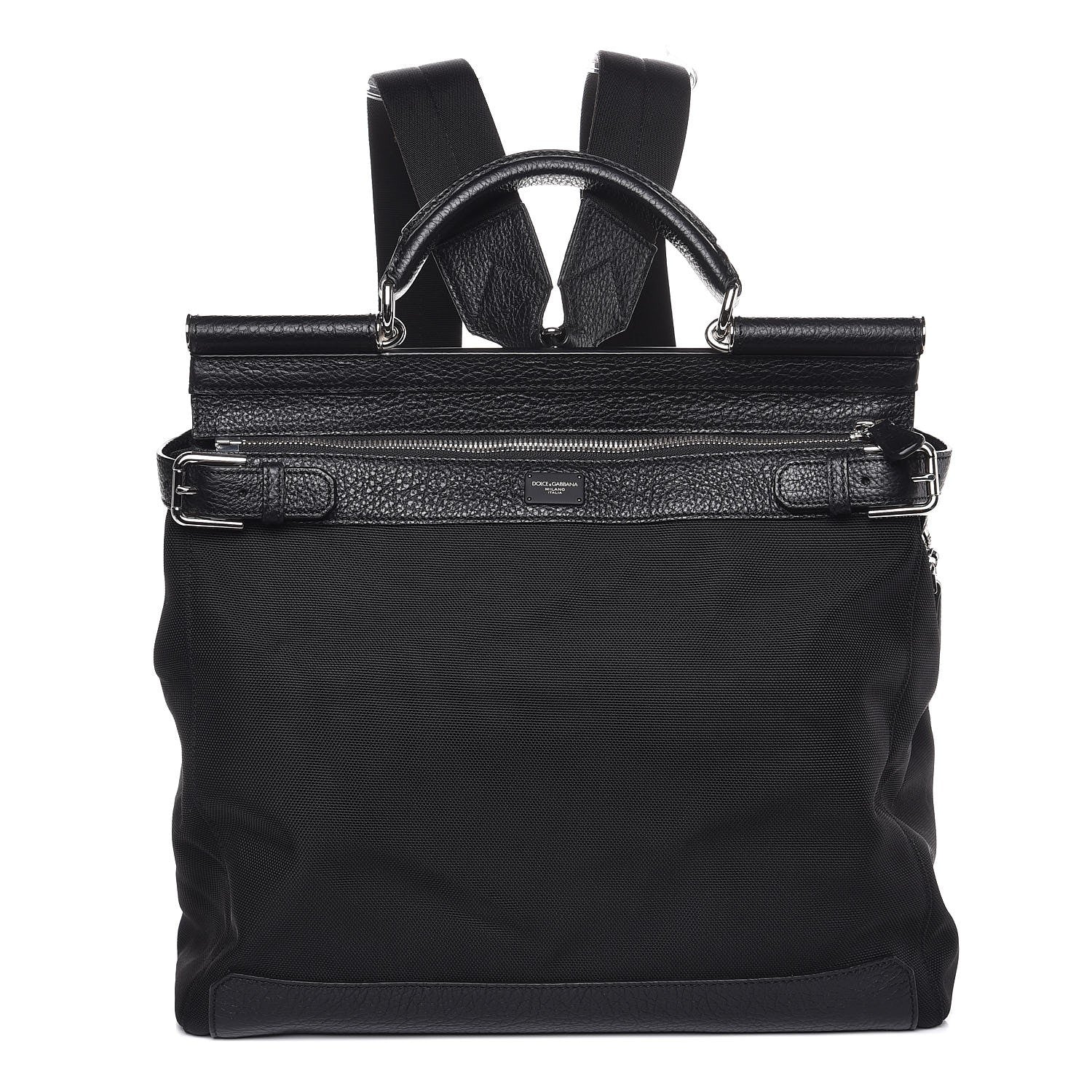 Dolce & Gabbana Canvas Calfskin Sicily Backpack Black 1 of 6