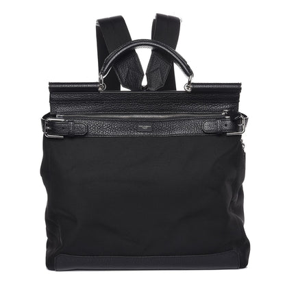 Dolce & Gabbana Canvas Calfskin Sicily Backpack Black 1 of 6