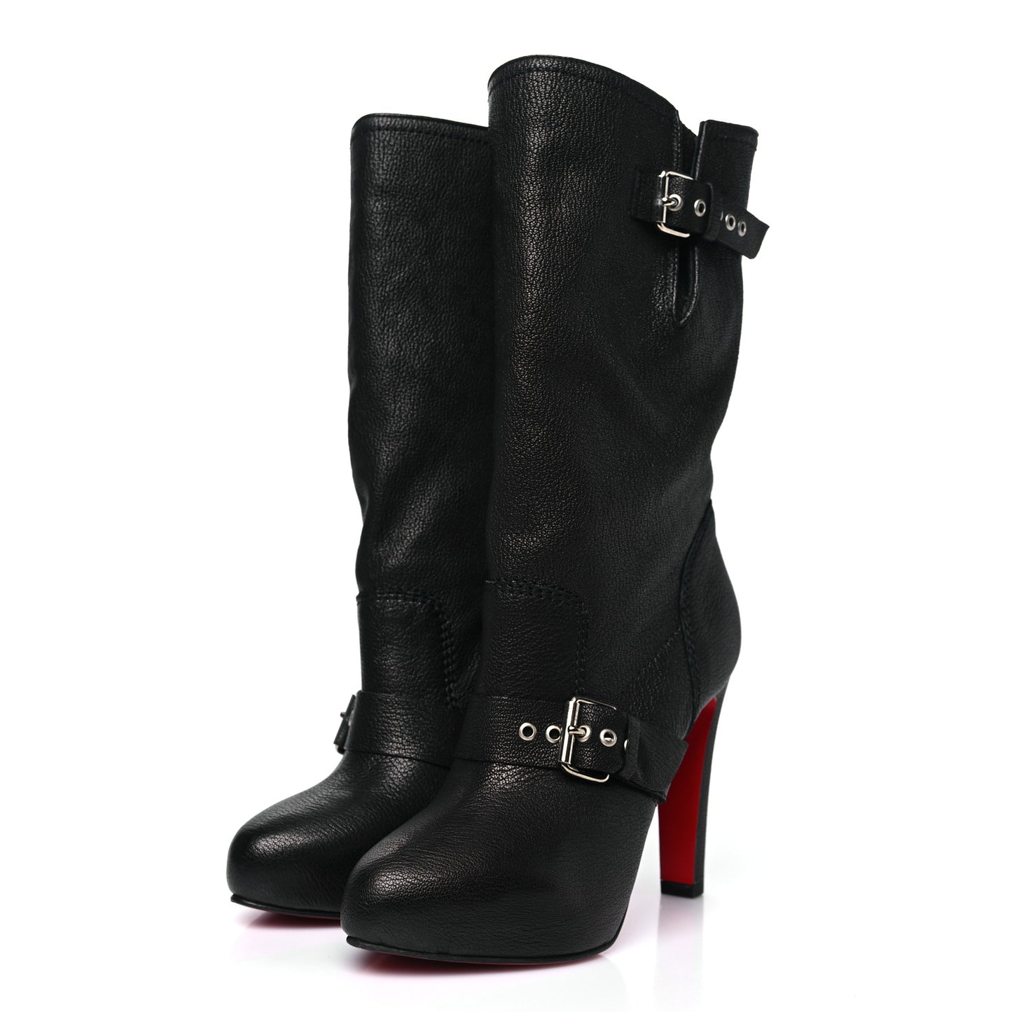 Grained Kid Calfskin Flanavec120 Knee Boots 40 Black
