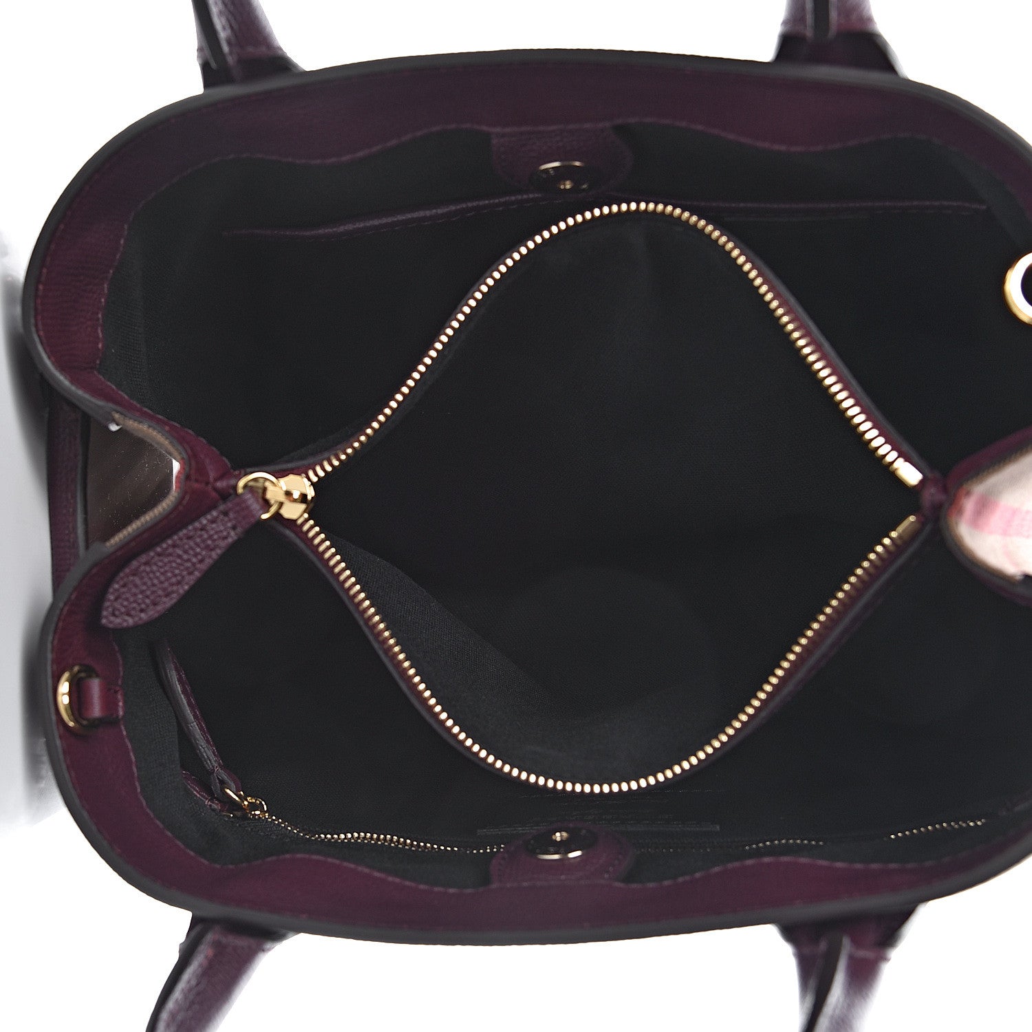 Burberry Grainy Calfskin House Check Medium Banner Tote Elderberry 7 of 13