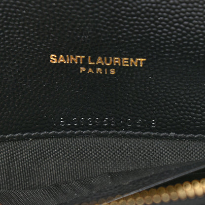 Saint Laurent Grain De Poudre Matelasse Chevron Monogram Envelope Chain Wallet Black 6 of 10