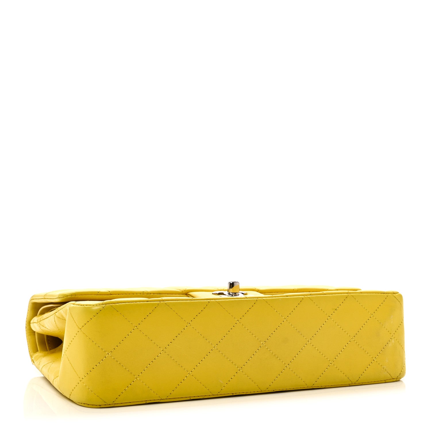 Chanel Lambskin Quilted Medium Double Flap Yellow 4 of 10
