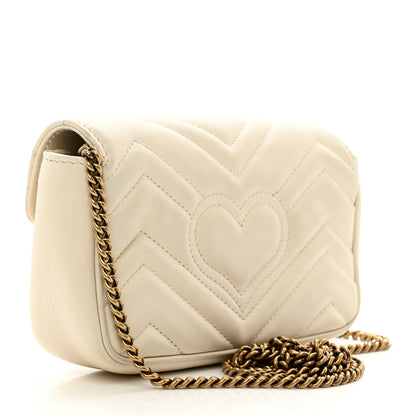 Gucci Calfskin Matelasse Super Mini GG Marmont Shoulder Bag White 3 of 14