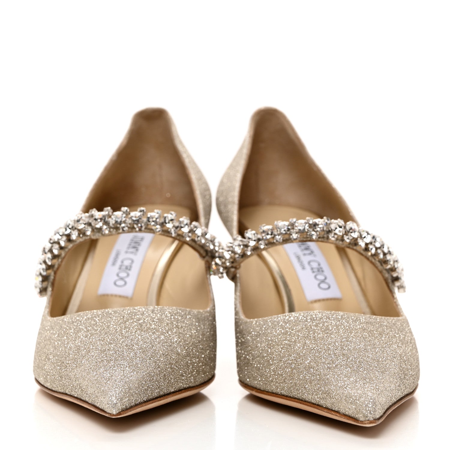 Jimmy Choo Glitter Crystal Bing 100 Pumps 38 Platinum Ice 2 of 7