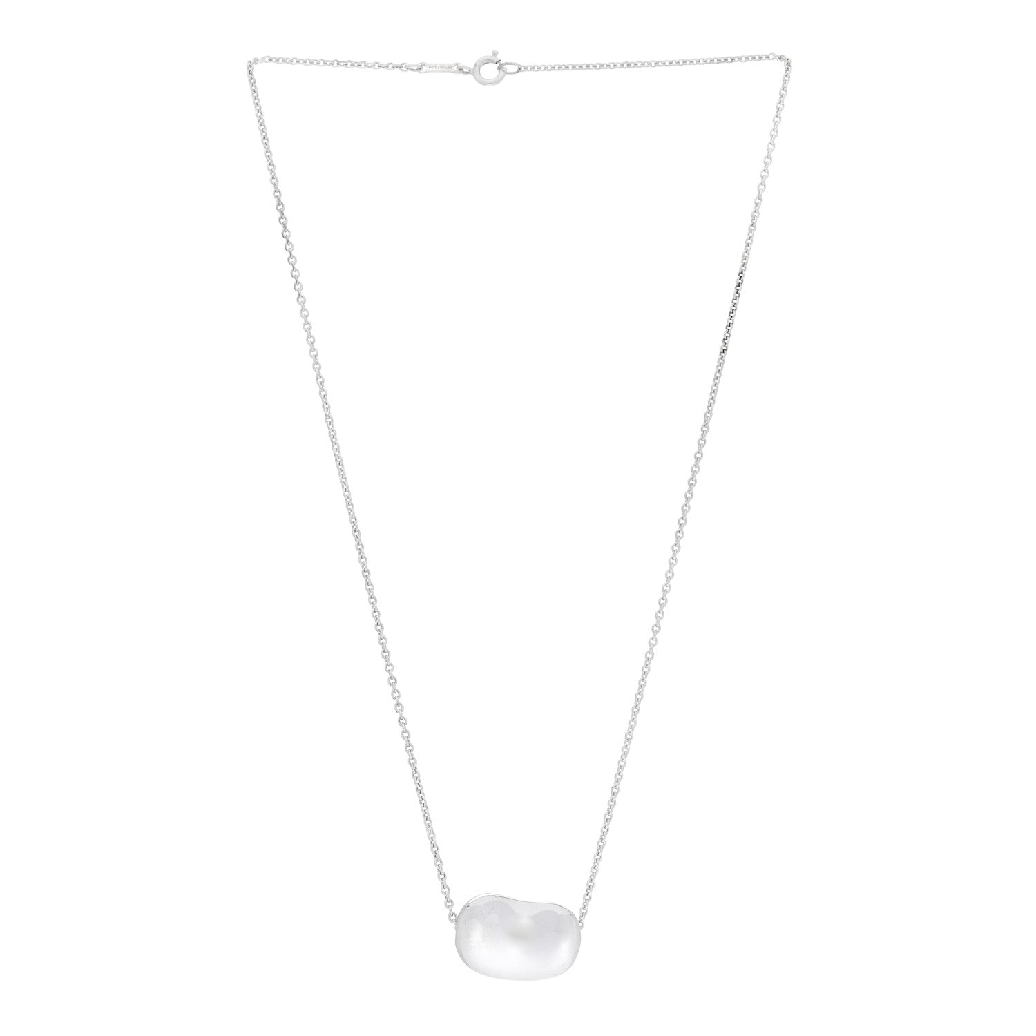 Tiffany Sterling Silver 20mm Elsa Peretti Bean Pendant Necklace 3 of 5
