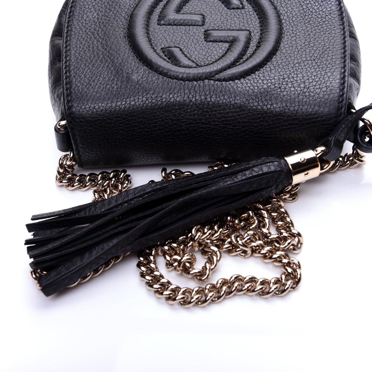 Pebbled Calfskin Small Soho Flap Crossbody Black