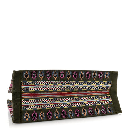 Christian Dior Canvas Embroidered Book Tote Olive Multicolor 4 of 12