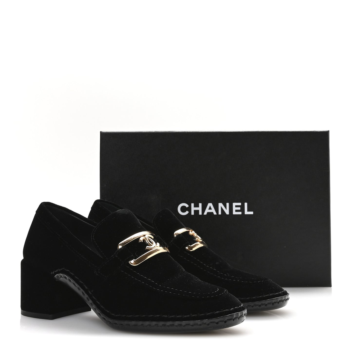 Shiny Calfskin Logo Loafers 38 Black