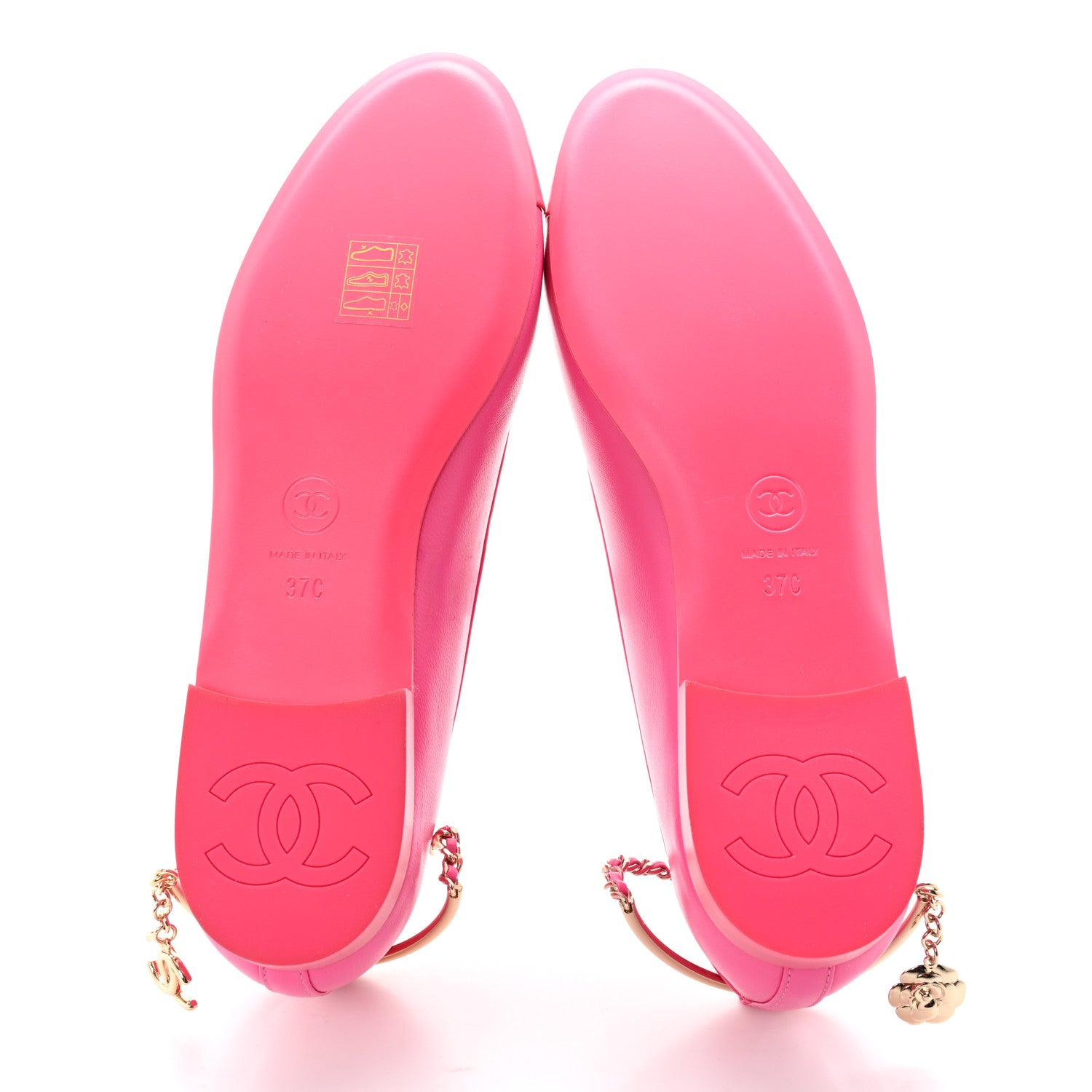 Chanel Lambskin Patent Calfskin Cap Toe Ankle Chain Ballerina Flats 37 Pink 5 of 10