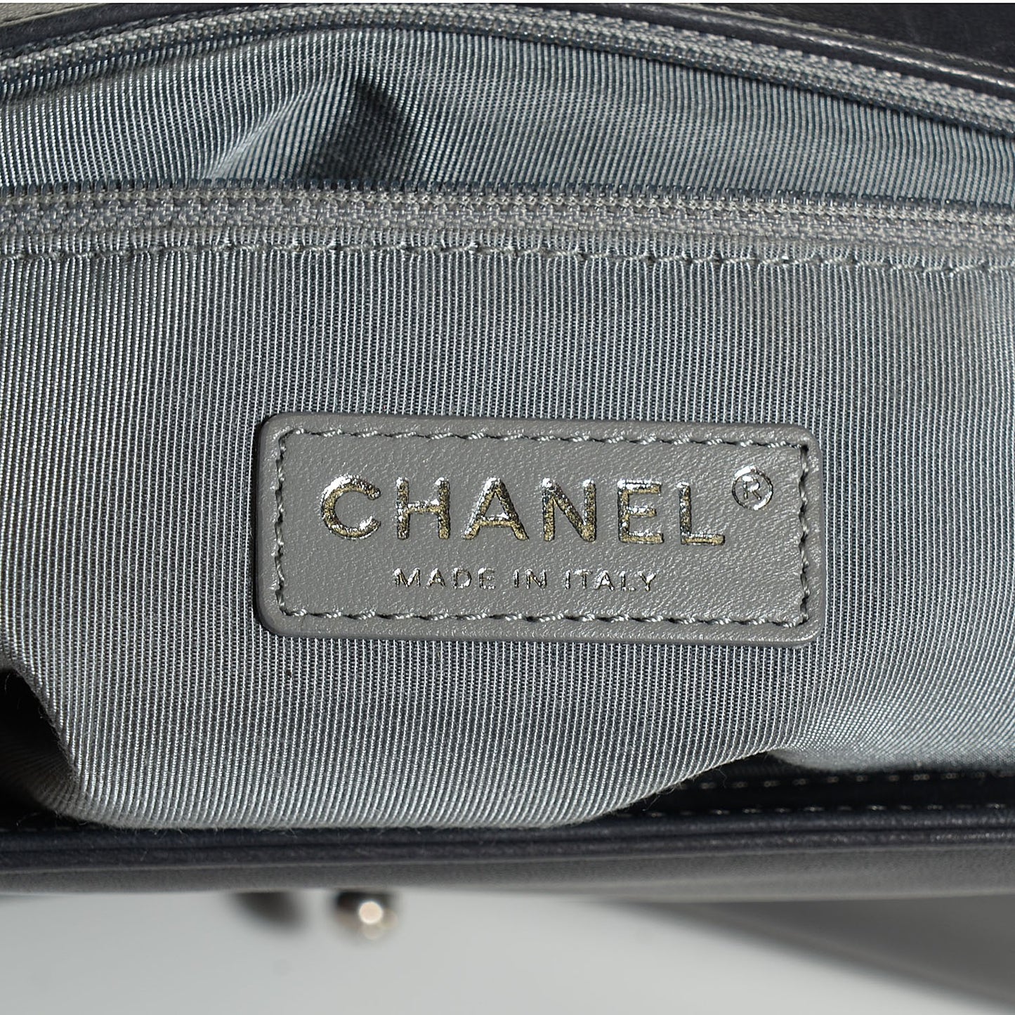 Lambskin Quilted Large Boy Flap Dark Grey