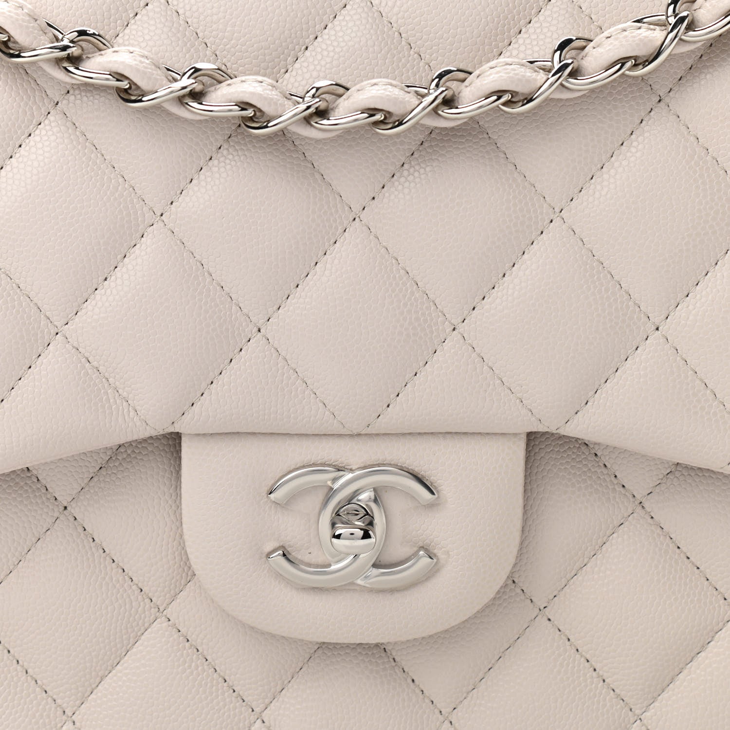 Chanel Caviar Quilted Jumbo Double Flap Ivory 8 of 11