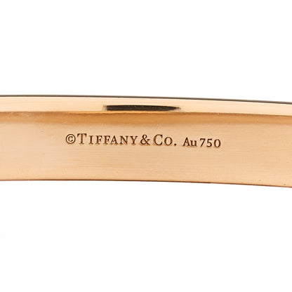 Tiffany 18K Rose Gold Diamond Hinged Bangle Bracelet 3 of 5