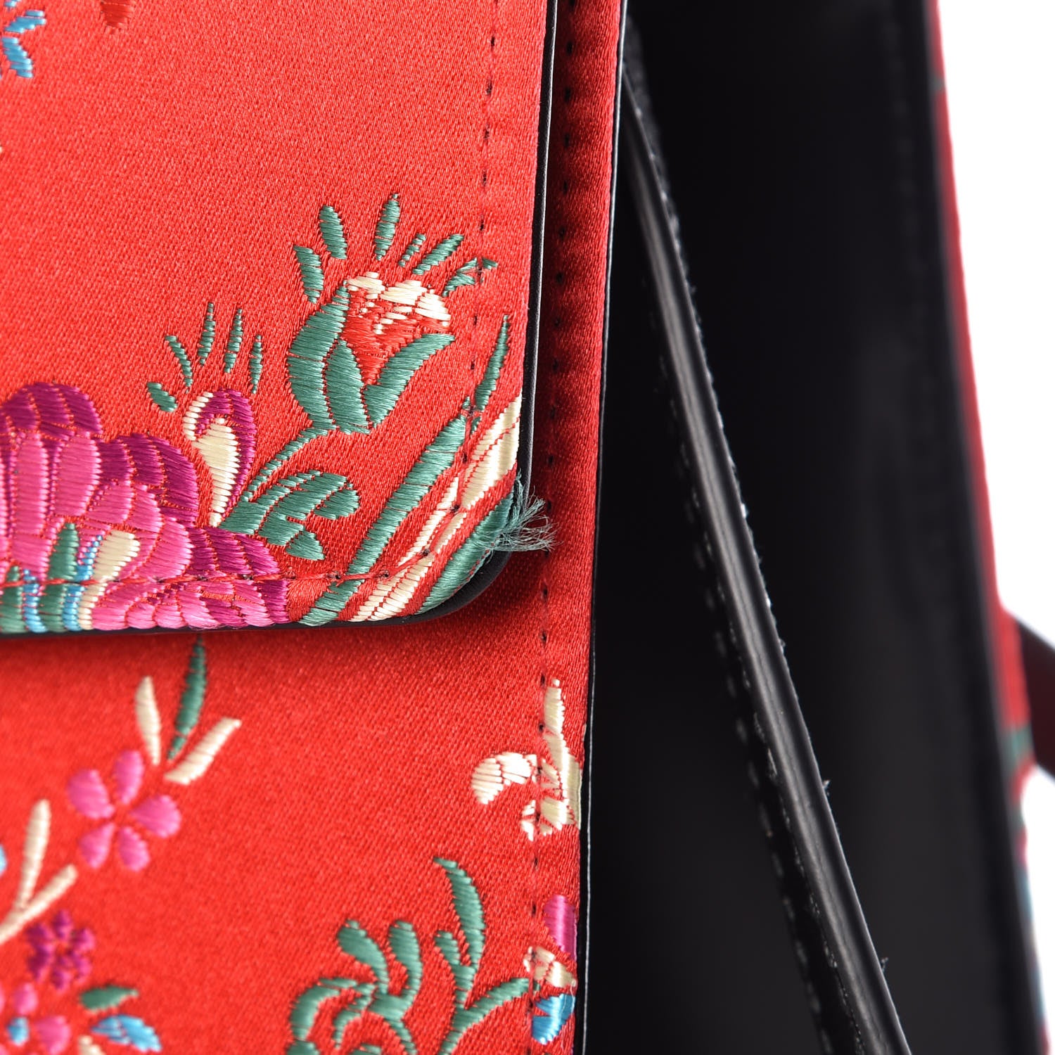 Gucci Jacquard Floral Medium Sylvie Top Handle Bag Red Multicolor Black 14 of 14